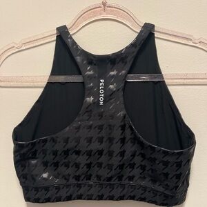 Peloton Black Shiny Houndstooth Racerback Sports Bra Size Medium